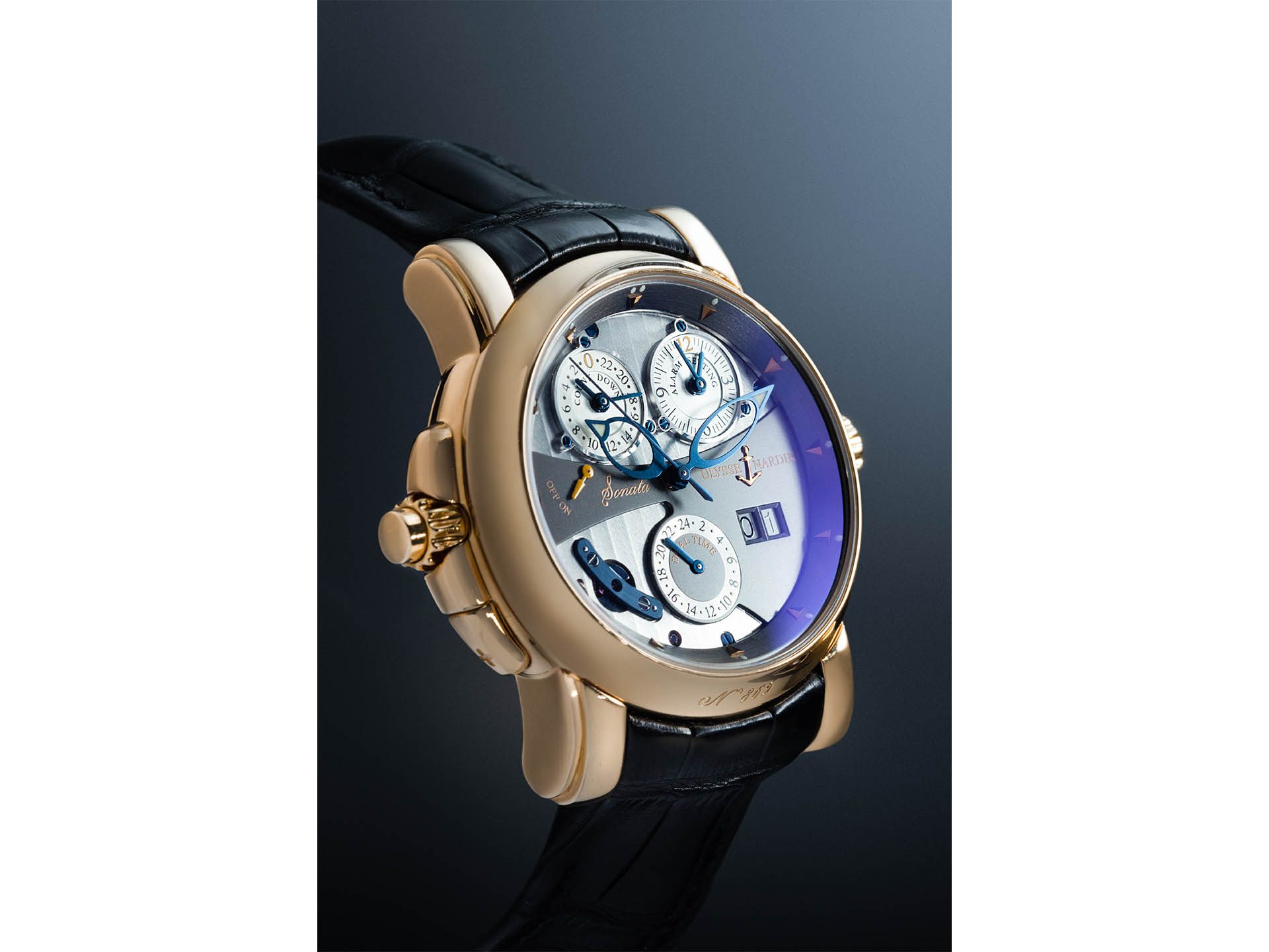 Ulysse Nardin, 18k Pink Gold Ref. 676-88 Jump Hour Dual Time Zone 'Sonata Cathedral' Wristwatch